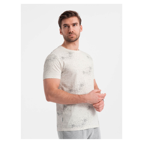 Krémové pánske vzorované tričko Ombre Clothing