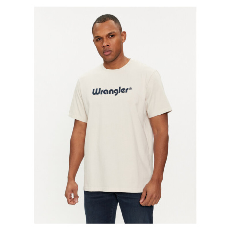 Wrangler Tričko Logo 112350523 Écru Regular Fit