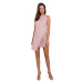 K014 Mini šaty s asymetrickým lemom - krepové ružové