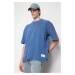 Trendyol Indigo Oversize/Wide Cut Stitched Label Faded Effect 100% Cotton T-Shirt