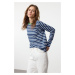 Trendyol Saxon-Ecru Striped Collar Colorful Ribbed Striped Basic Knitted T-Shirt