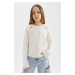 DEFACTO Girl's Standard Fit Crew Neck Sweater