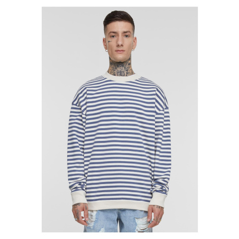 Men's Striped Crewneck Sweatshirt - White Sand/Blue Urban Classics