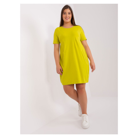 Basic lime dress plus size with pockets