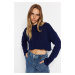 Trendyol Navy Blue Super Crop Hair Knit Knitwear Sweater