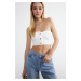 Trendyol White Strapless Denim Bustier