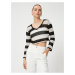 Koton Crop Sweater V-Neck Long Sleeve