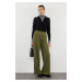 Trendyol Khaki Wide Leg Pleated Woven Trousers