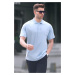 Madmext Blue Polo Collar Basic Men's T-Shirt 6126