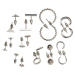 Earrings 10-pack - silver colors