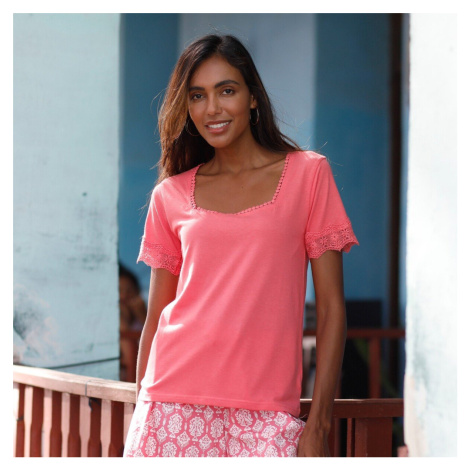 Tričko so štvorcovým výstrihom a čipkou Blancheporte