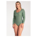 OLIVOVÉ DÁMSKE BODY S VÝSTRIHOM M1037 OLIVE