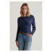 SVETER GANT MINI CABLE KNIT C-NECK EVENING BLUE