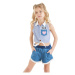 Denokids Raccoon Girl Shirt Denim Shorts Set