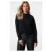 Trendyol Black Wide Pattern Soft Texture Basic Knitwear Sweater