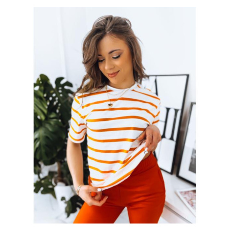 Bavlnené dámske tričko s oranžovými pásikmi DStreet