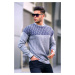 Madmext Men's Gray Patterned Knitted Sweater 5977