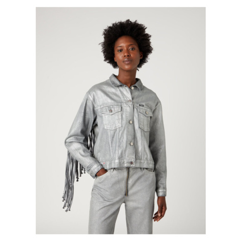 Wrangler Džínsová bunda Souvenir Fringe W4T144M30 112327270 Sivá Relaxed Fit