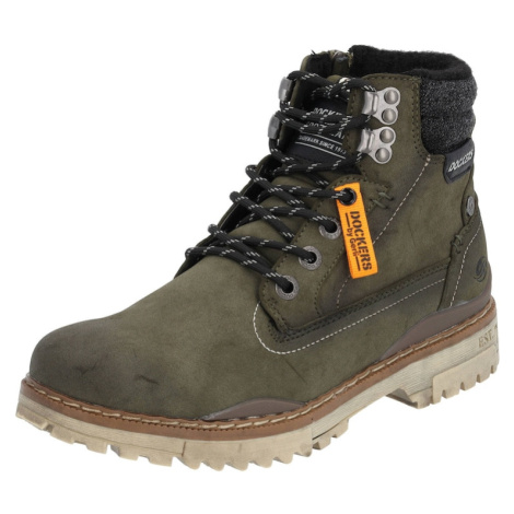 Dockers by Gerli Šnurovacie čižmy  olivová / čierna melírovaná