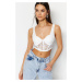 Trendyol Ecru Pletený Crop Bustier