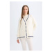 DEFACTO Regular Fit V Neck Basic Plain Button Closure Knitwear Cardigan