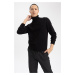 DEFACTO Black Slim Fit Slim Cut Turtleneck Basic Plain Knitwear Sweater