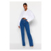 Trendyol Blue vysoký pás komfortné široké džínsy