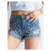 Blue jean shorts with pearls
