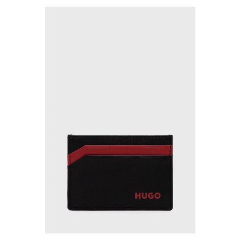 Kožené puzdro na karty HUGO pánsky, čierna farba, 50470746 Hugo Boss