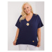 Navy blue asymmetrical blouse plus size