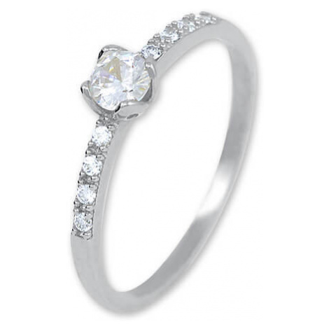 Brilio Nežný prsteň z bieleho zlata s kryštálmi 229 001 00858 07 52 mm