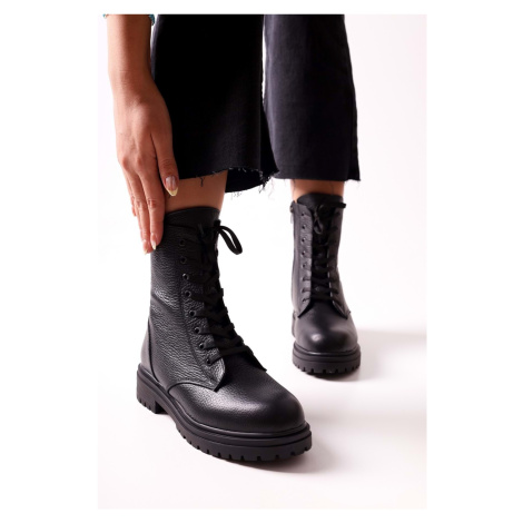 Shoeberry Women's Glam Black Genuine Leather Boots Boots From Black Genuine Leather.