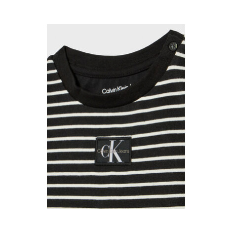 Calvin Klein Jeans Detské body Striped Monogram IN0IN00035 Čierna Regular Fit