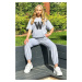 Trend Alaçatı Stili Women's Gray W Printed Tracksuit