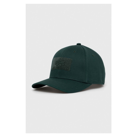 Bavlnená čiapka Alpha Industries 168903.610-NavyGreen, zelená farba, s nášivkou