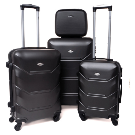 Čierna sada 4 luxusných ľahkých kufrov &quot;Luxury&quot; - veľ. S, M, L, XL