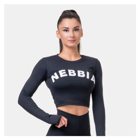NEBBIA Dámske tričko Crop Top Sporty Hero Long Sleeves Black  M