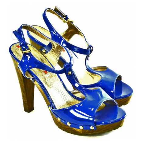 Dámske modré lakované sandále DEZER MerMaid
