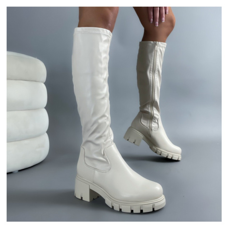 Béžové vysoké čižmy iMóda