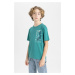 DEFACTO Boy's Crew Neck Printed Short Sleeve T-Shirt