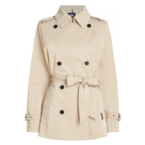 Kabát Karl Lagerfeld Coated Cotton Short Trench Hnedá