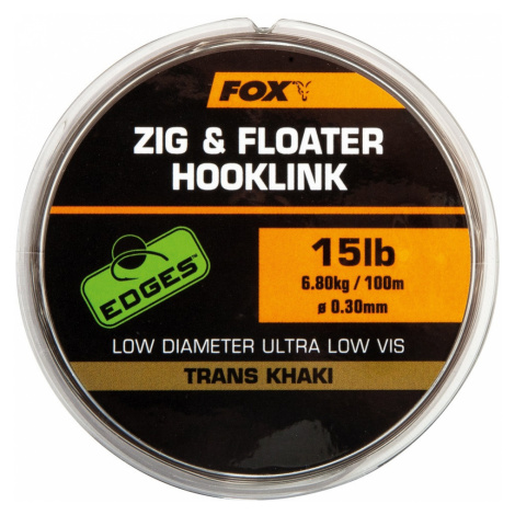 Fox edges zig & floater hooklink trans khaki 100 m-priemer 0,30 mm / nosnosť 6,8 kg