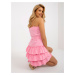 Pink minidress with ruffles and chains