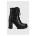 Členkové topánky Guess XENNIA dámske, čierna farba, na podpätku, FL7XEN ELE10