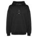 Trendyol Anthracite Oversize/Wide-Fit Hooded Space Printed Fleece Sweatshirt