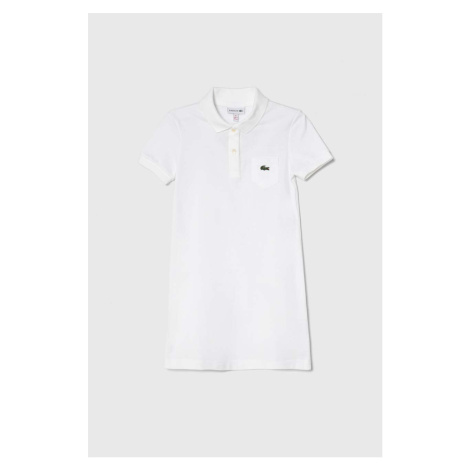 Dievčenské bavlnené šaty Lacoste EJ2816 001 biela farba, mini, rovný strih
