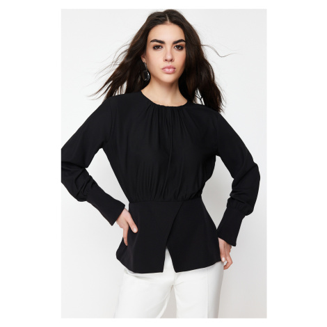 Trendyol Black Double Breasted Slit Detailed Woven Tunic