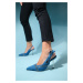 LuviShoes GLEN Denim Blue Zipper Detailed Women's High Heeled Shoes