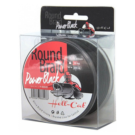 Hell-cat splietaná šnúra round braid power black 200 m-priemer 0,70 mm / nosnosť 85 kg