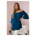 Spanish blouse with ruffles on the sleeve navy